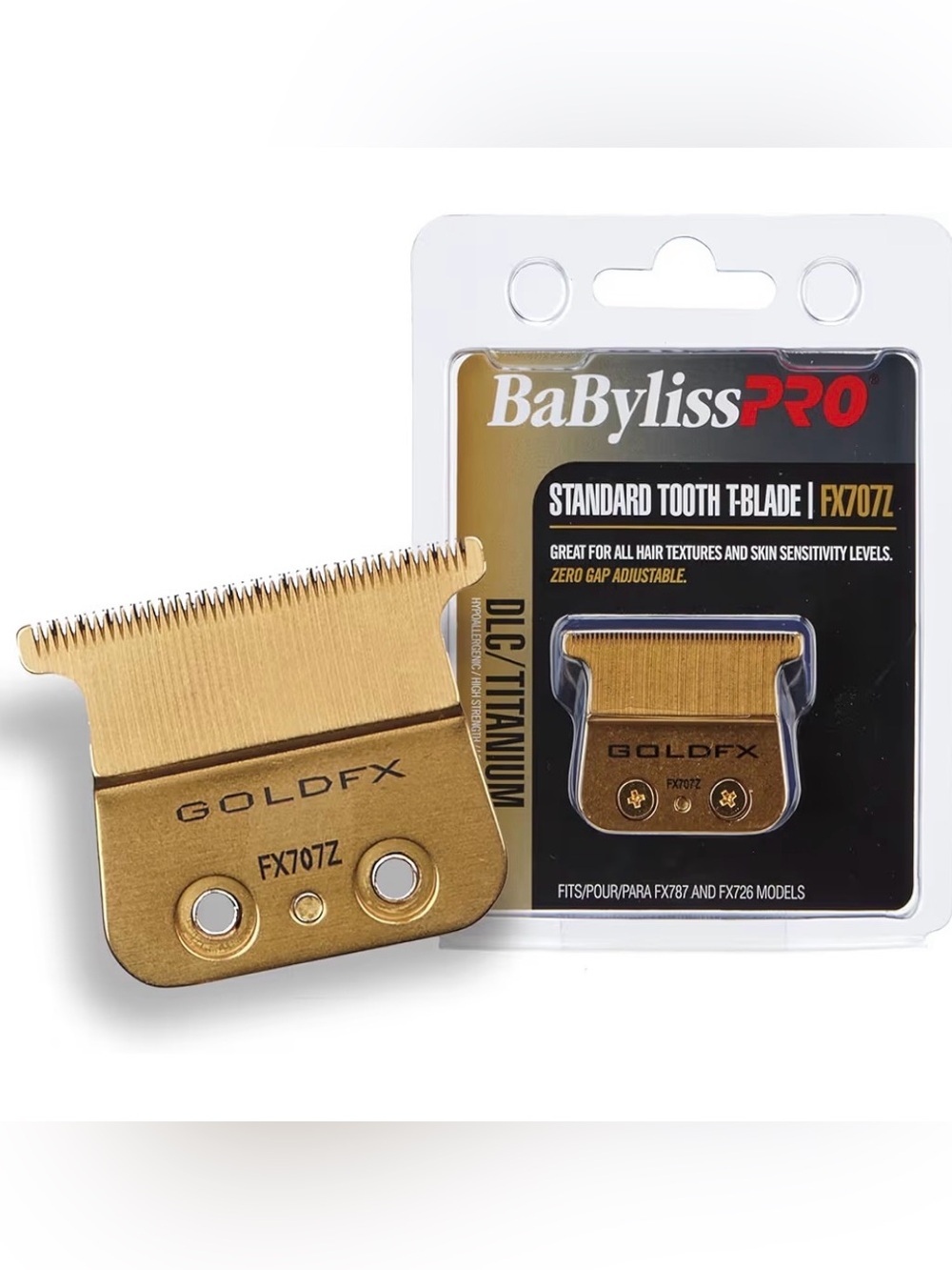 BaByliss Gold DLC/Titanium Standard-Tooth T-Blade FX707Z - Gold